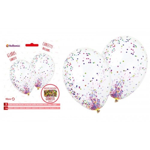 $D 5 GLOBOS HG2054 TRANSPARENTE CONFET