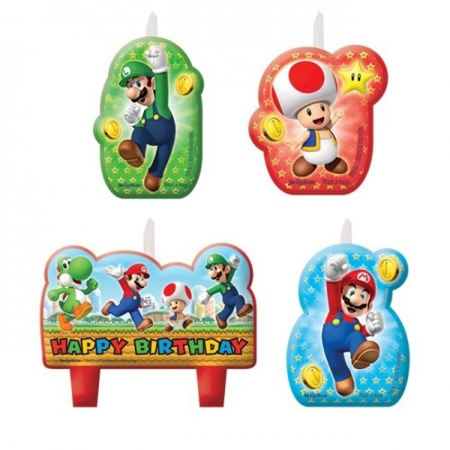   PACK 4 VELAS SUPER MARIO