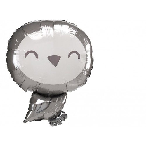 GLOBO 19" FOIL FORMA BUHO PLATEADO