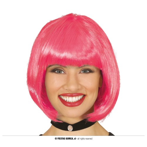    PELUCA CORTA C/FLECO BOB ROSA