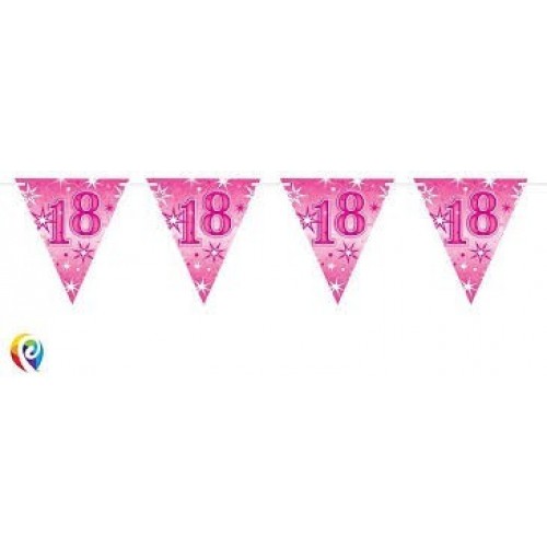 BANDERIN FELIZ 18 AÑOS ROSA