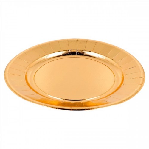 $E 10 PLATOS CARTON ORO 23CM