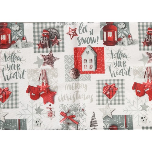 MANTEL DECORADO NAVIDEÑO 150X200CMS