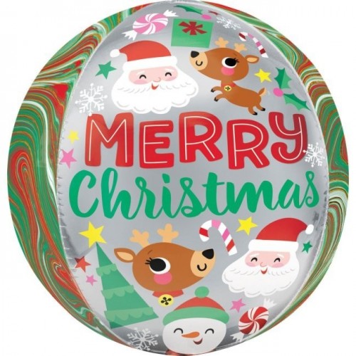 GLOBO 16" FOIL RND ORBZ ADORABLE NAVIDAD