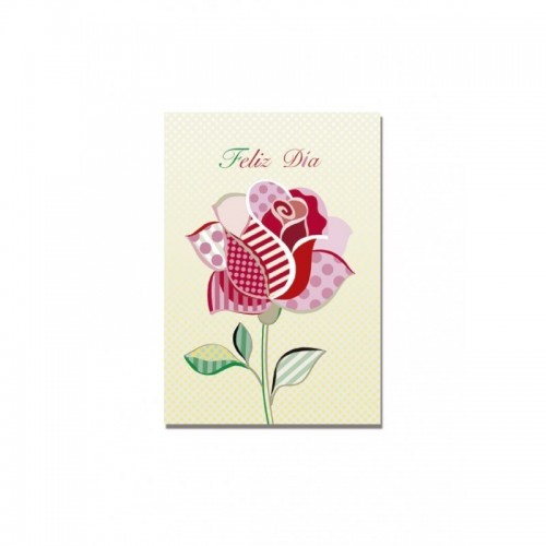 TARJETA FELIZ DIA CON FLOR ROSA  