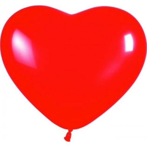   50 GLOBOS  12" LATEX  CORAZON ROJO
