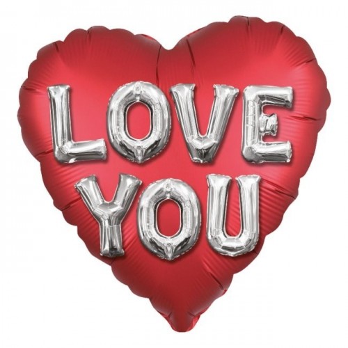 GLOBO 18" FOIL FORMA CORAZON ROJO LOVE Y