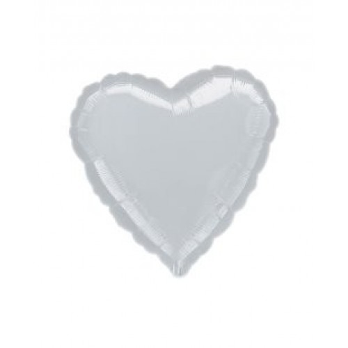 $D GLOBO 28" FOIL FORMA CORAZON PLATA