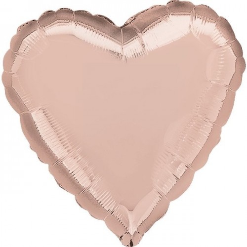   GLOBO 28" FOIL CORAZON ROSA ORO