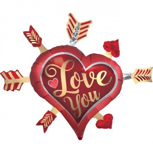 GLOBO 33" FOIL FORMA CORAZON CON FLECHAS