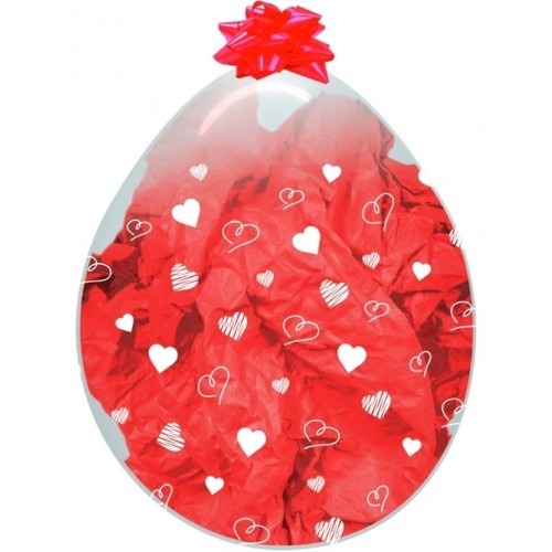 25 GLOBOS REGALO 18" TRANS. CORAZONES