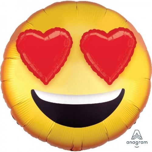 GLOBO 28" FOIL EMOTICONO OJO CORAZON