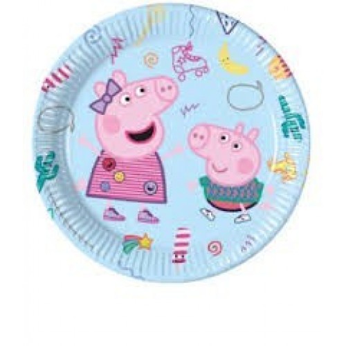 $E   8 PLATOS CARTON PEPPA PIG 23CM