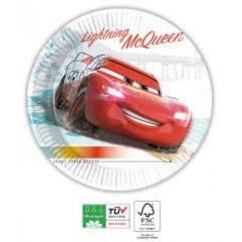   8 PLATOS COMPOSTABLES CARS 20CM