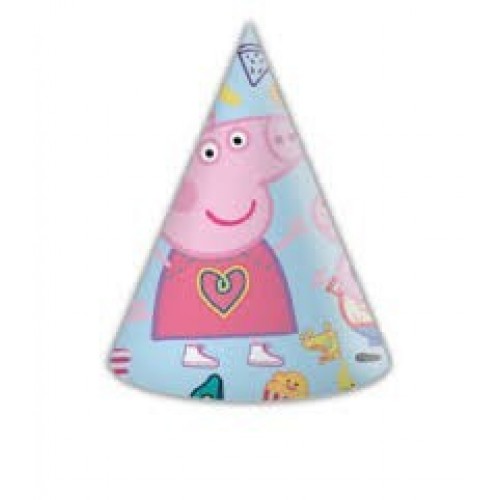   6 SOMBREROS CONO PEPPA PIG