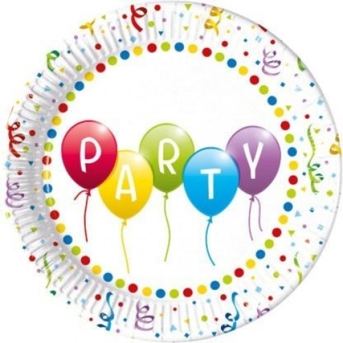   8 PLATOS CARTON GLOBOS PARTY 23CM