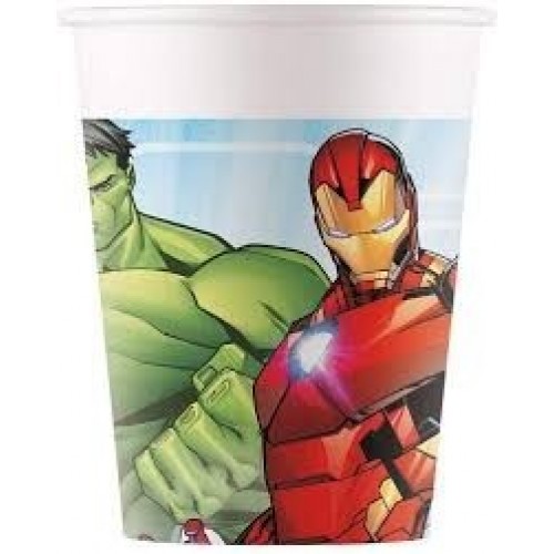 $E   8 VASOS CARTON VENGADORES 200ML