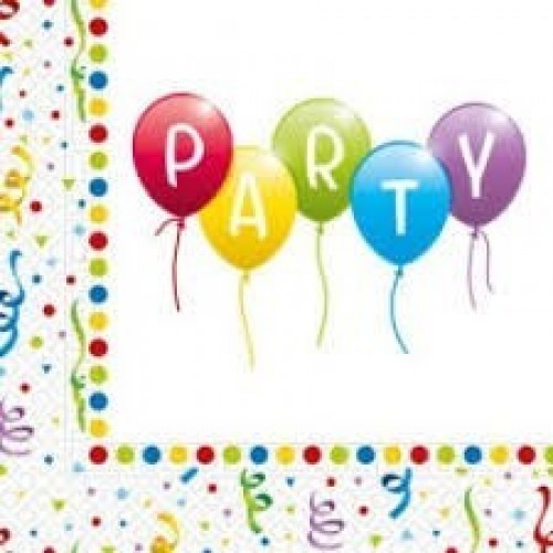   20 SERVILLETAS GLOBOS PARTY 33CM