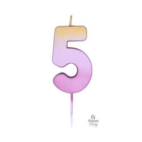   VELA CUMPLEAÑOS N5 ROSA-ORO 7CM