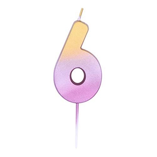   VELA CUMPLEAÑOS N6 ROSA-ORO 7CM