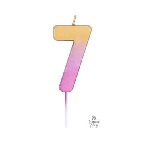   VELA CUMPLEAÑOS N7 ROSA-ORO 7CM
