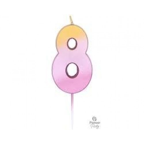   VELA CUMPLEAÑOS N8 ROSA-ORO 7CM