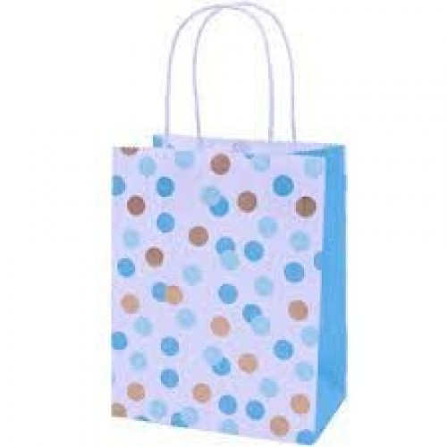  4 BOLSAS ASA BLANCA TOPOS AZUL-ORO