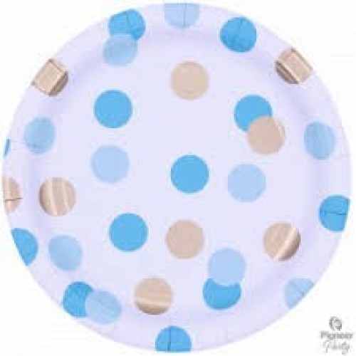 $   8 PLATOS CARTO TOPO AZUL-ORO 23