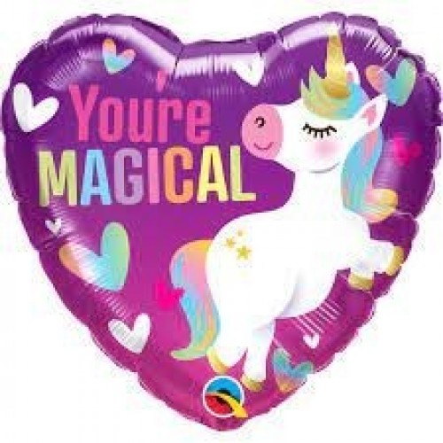 GLOBO 18" FORMA CORAZON UNICORNIO LILA