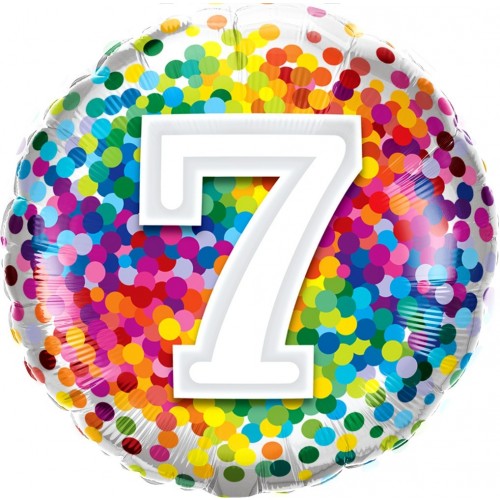 GLOBO 18" FOIL RND N7 RAINBOW CONFETI