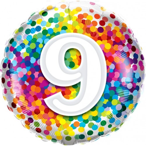 GLOBO 18" FOIL RND N9 RAINBOW CONFETI