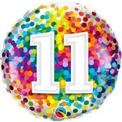 GLOBO 18" FOIL RND N11 RAINBOW CONFETI