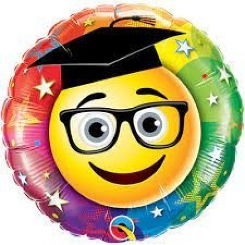 GLOBO 9" PALO FOIL EMOTICONO GRADUACION