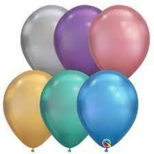 100 GLOBOS 11" LATEX CHROME COLORES SURT