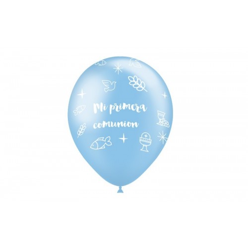 8 GLOBOS 11" 112M89 CELESTE COMUNION