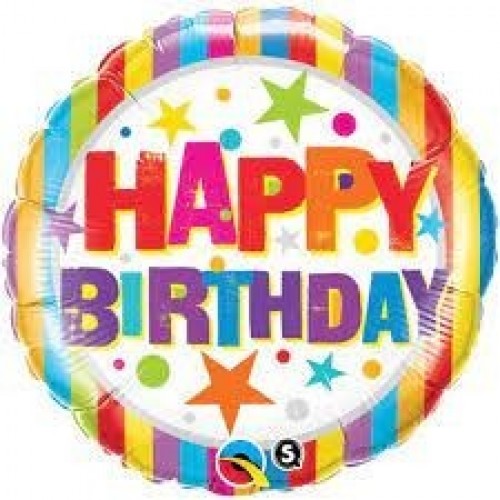 GLOBO 9" PALO FOIL HAPPY BIRTHDAY COLORE