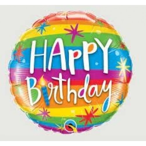 GLOBO 9" PALO FOIL BIRTHDAY RAYA COLOR