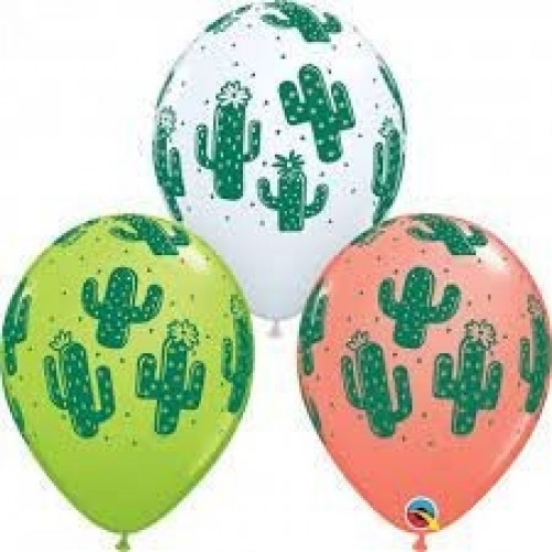 25 GLOBOS 11" LATEX CACTUS COLORES SURTI