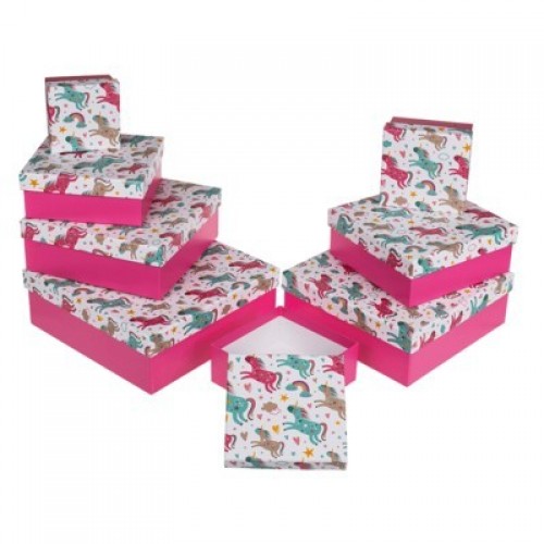 CAJA REGALO ROSA UNICORNIO 10X10X5CM APR