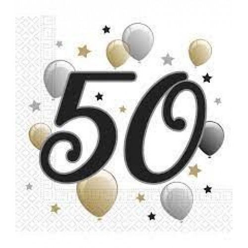   20 SERVILLETAS N50 BDAY GLOBOS