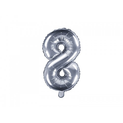  GLOBO 16" FOIL PALO FORMA N8 PLATA