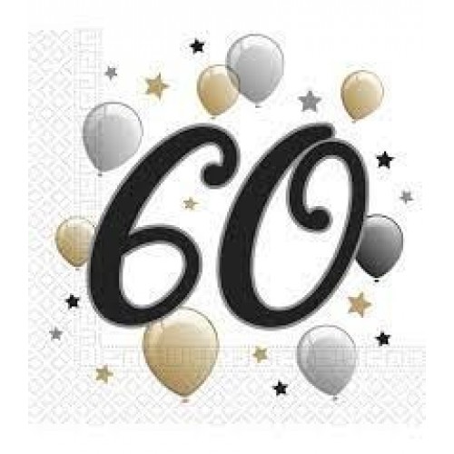   20 SERVILLETAS N60 BDAY GLOBOS