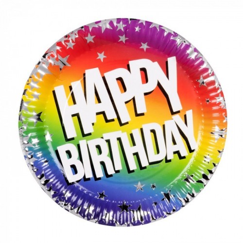  6 PLATO CARTON HAPPY BIRTHDAY 18CM
