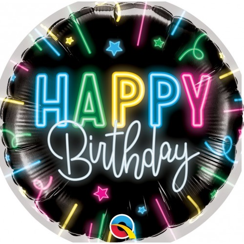 GLOBO 18" FOIL HAPPY BIRTHDAY NEON