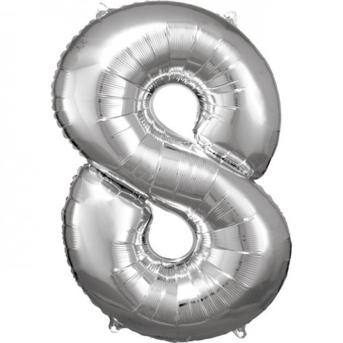   GLOBO 34" FOIL FORMA N8 PLATA