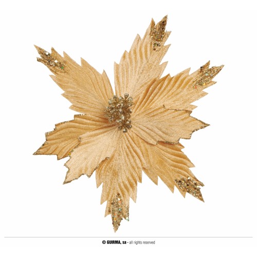 FLOR NAVIDAD ORO GLITTER 25CM