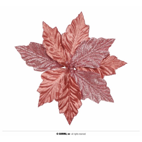 FLOR NAVIDAD COBRE GLITTER 22CM