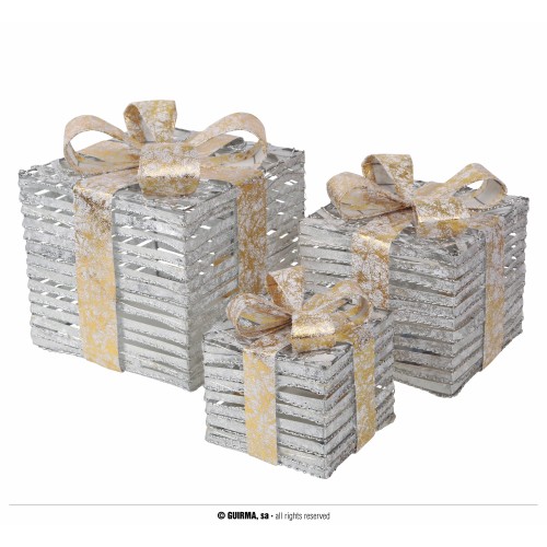 SET 3 REGALOS PLATA 90LED 15/20/25CM