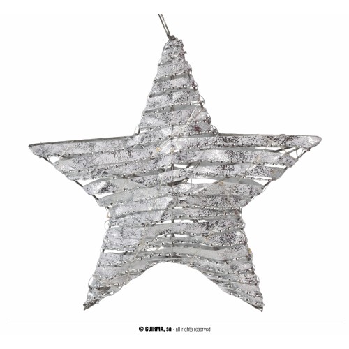 ESTRELLA TELA 30LED A PILA 40CM