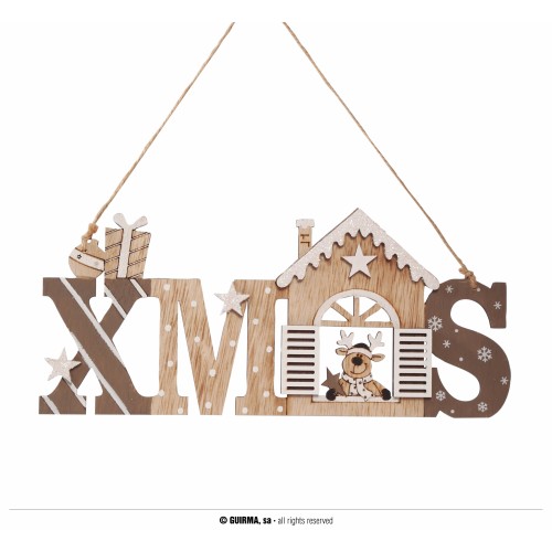 COLGANTE LETRERO XMAS MADERA 25X12CM
